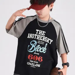 INCLUD Boys Typography Printed Round Neck Raglan Sleeves Oversized Fit T-shirt-image-61