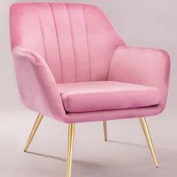 nestroots Pink & Gold Toned Sumptuous Barrel Velvet Lounge Chair-image-41