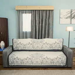 Kuber Industries White & Blue Printed Cotton 2 Piece Sofa Cover-image-43