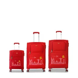 Timus Set Of 3 Salsa Plus Soft Luggage Printed Trolley Bag-2