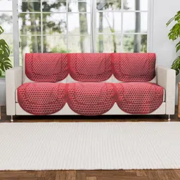 Myntra Elegant Homes Maroon & White Cotton Sofa Cover-15