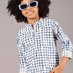 V-Mart Boys Geometric Printed Mandarin Collar Cotton Casual Shirt-image-68