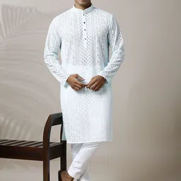 Be Desi Men Paisley Embroidered Regular Kurta with Pyjamas-image-9
