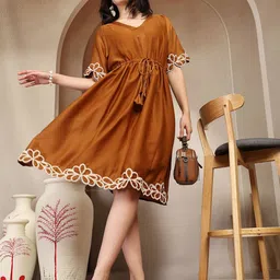 Tulip Eden Embroidered V-Neck Fit & Flare Dress-image-25