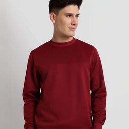 Mast & Harbour Men Solid Cotton Fleece Anti Odour Sweatshirt-image-25