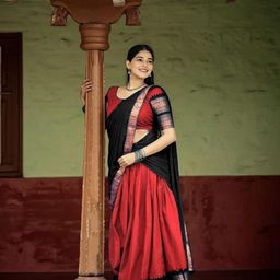 MANMOHITSAREE Semi-Stitched Silk Lehenga & Unstitched Blouse With Dupatta image 2