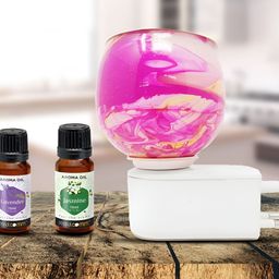PEEPALCOMM 3Pc Pink & White Marble-Printed Electric Aroma Oil Diffuser With Scented Oils-37