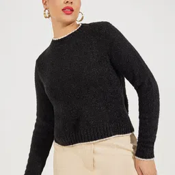 Styli Women Contrast Tipping Regular Fit Sweater-image-44