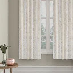 HOSTA HOMES Cream-Coloured & White Geometric Window Curtain-25