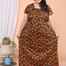 JAIPZZ APPARELS Women Plus Size Floral Printed Maxi Nightdress-picture-27