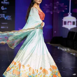 Kaizen TEXO FAB Embroidered Sequinned Semi-Stitched Lehenga & Unstitched Blouse With Dupatta image 2