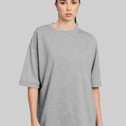 Leotude Round Neck Cotton Oversized T-shirt-image-6