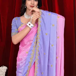Pionex Floral Embroidered Art Silk Saree-picture-17