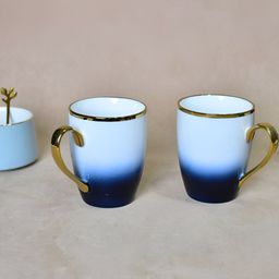 THE HOME CO. Blue & Navy Blue Printed Ceramic Matte Mugs Set of Cups and Mugs-8
