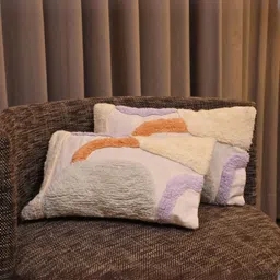 LUSHLYF Horizon Tufted Beige 2 Pcs Abstract Textured Cotton Rectangle Cushion Covers-image-17