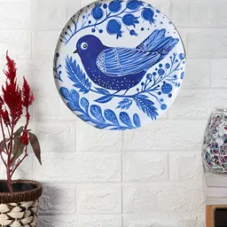 Devansh White & Blue Printed Wall PlatesDecor-41