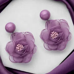 EVERSTYLISH Artificial Stone Studded Fabric Contemporary Shaped Drop Earrings-29