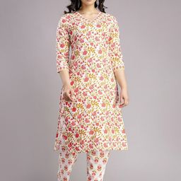 DEVEK Women Floral Printed Regular Kurta with Trousers-picture-52