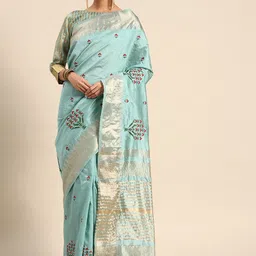 KAVINDI Floral Embroidered Silk Cotton Saree-picture-33