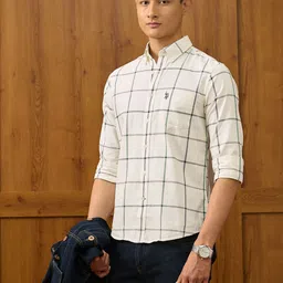U.S. Polo Assn. Windowpane Checks Checked Spread Collar Pure Cotton Tailored Fit Shirt-picture-17
