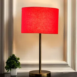 Aura Red Metal Contemporary Cylindrical Shaped Table Lamp-20
