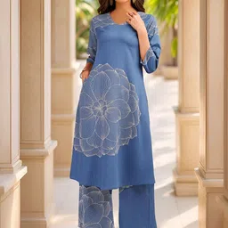 Banwaree Women Floral Printed Regular Pure Cotton Kurta with Palazzos-image-23