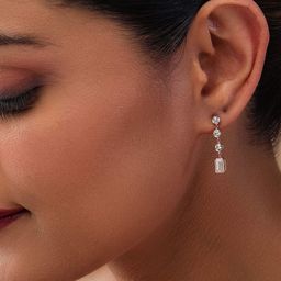SHINE ETERNAL 14 Kt White Gold Chain Drop Diamond Earrings - 3.02 g-picture-33