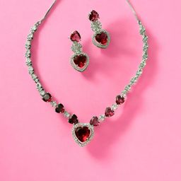 Anouk Rhodium-Plated Cubic Zirconia-Studded Jewellery Set-image-49