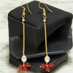 Sri Jagdamba Pearls Dealer Klara Gold-Plated Pearls Beaded Contemporary Drop Earrings-57