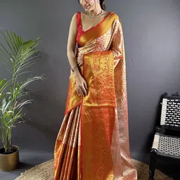 NIWAA Woven Design Zari Tissue Kanjeevaram Saree-43