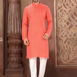 RANAK Men Mandarin Collar Regular Pure Cotton Kurta Set-picture-17