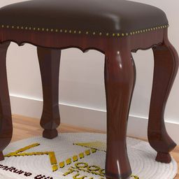 Wooden Twist Brown Comfortable Cushion Square Ottoman Stool-image-4