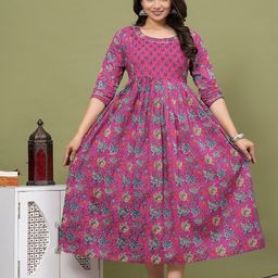 Nevisha Style Women Floral Printed Thread Work Floral Maternity Anarkali Kurta-picture-10