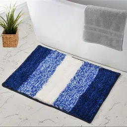 GBL COLLECTION Blue & White Textured Anti-Skid Bath Rug-image-70