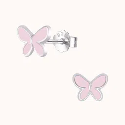 HighSpark 925 Sterling Silver Contemporary Butterfly Enamelled Studs Earrings-57
