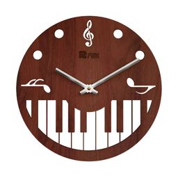 12 fox Coffee Brown & White Wooden Analogue Wall Clock-image-66