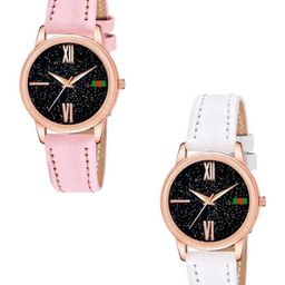 Miss Perfect Women Pack Of 2 Round Dial & Leather Straps Analogue Watch Cvv381-picture-5