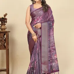 J 6 DESIGNER Floral Printed Woven Design Zari Border Saree-picture-24