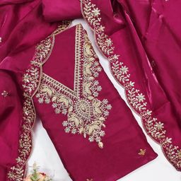Mitera Jimmi Choo Embroidered Art Silk Unstitched Dress Material-picture-28