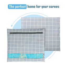 Kuber Industries Grey 24 Pieces Printed Cotton Regular Multi-Utility Saree Organisers image 2