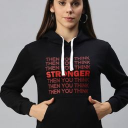 PINACOLADA Women Stronger Printed Cotton Hooded Sweatshirt-image-5