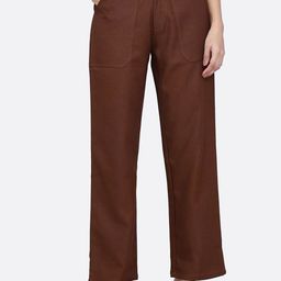 FCK-3 Women Relaxed Straight Leg Loose Fit High-Rise Wrinkle Free Trousers-image-87