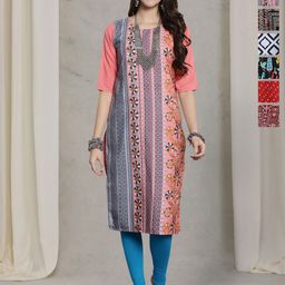 7Threads Women Ethnic Motifs Printed Sequinned Floral Crepe Kurta-image-99