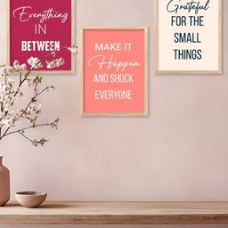 Kotart Brown & Pink 3 Piece Wood Abstract Wall Paintings-picture-6