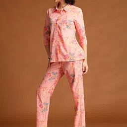 Anouk Floral Printed Cotton Shirt & Trousers Co-Ord Set-image-69