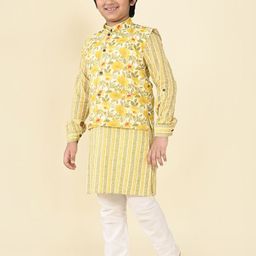 LIL PITAARA Boys Ethnic Motifs Printed Regular Pure Cotton Kurta with Pyjamas image 4