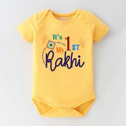 BLUSHES Infants Raksha Bandhan Theme Printed Pure Cotton Half Sleeves Bodysuit-image-75