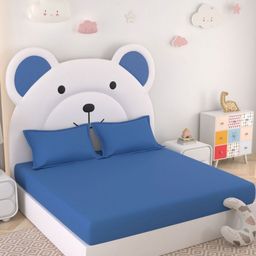 Pure Decor Blue 400 TC Cotton King Bedsheet Set 2.74m X 2.74m-image-98