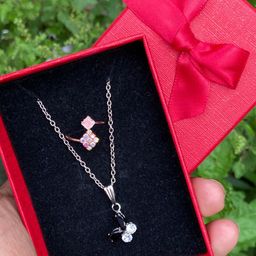 Psight Women Silver Butterfly Pendant Jewellery Set With Finger Ring-picture-16