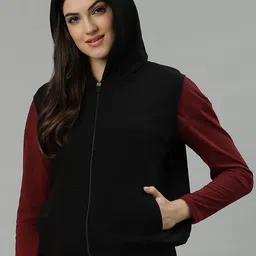 UnaOne Women Front Open Zipper Cotton Hooded Sweatshirt-image-25